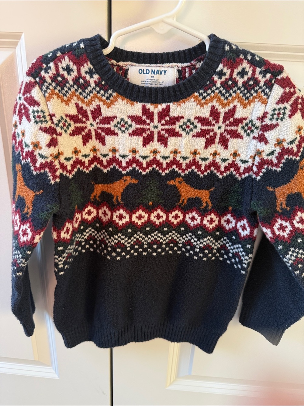 Old Navy Women's Navy Fair Isle dog Knit Sweater